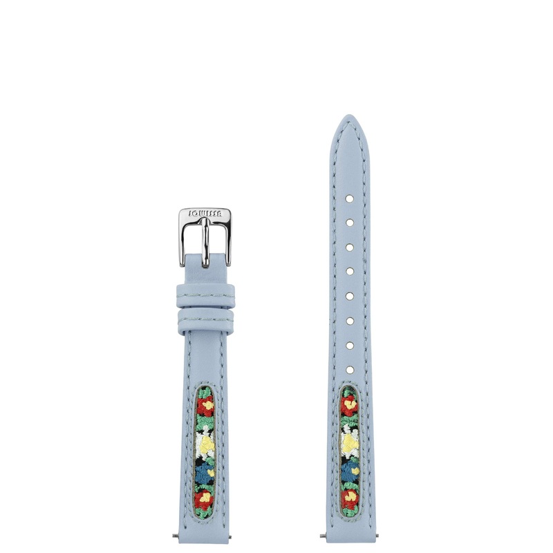 Leather Watch Band with Swiss Flower Embroidery E3.1504.S