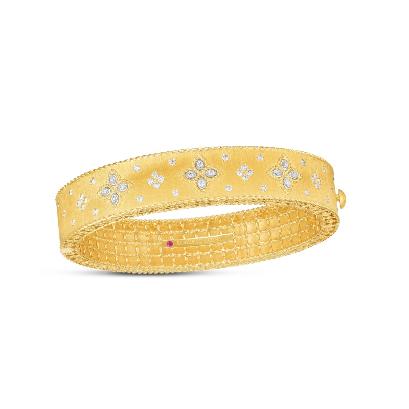 18K Gold Venetian Princess Diamond Satin Bangle