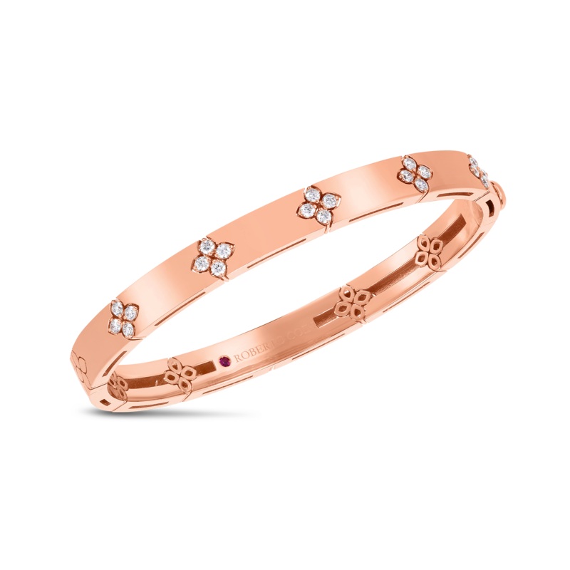 18K Rose Gold Love In Verona Medium Width Diamond Accent Bangle
