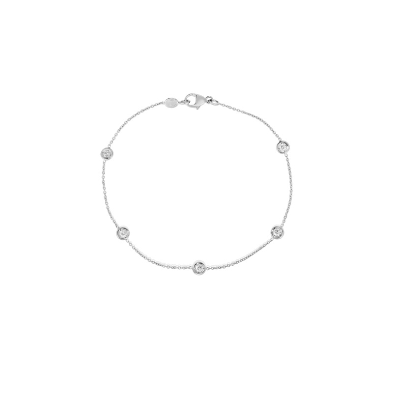 18K White Gold Diamonds By The Inch Five Station Bracelet
