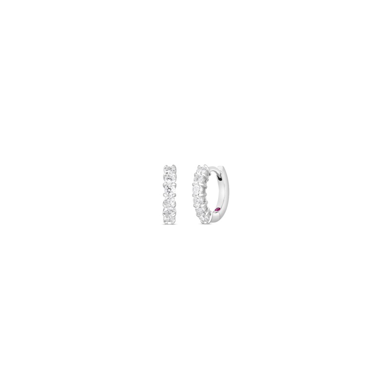 18K White Gold Huggy Diamond Earrings