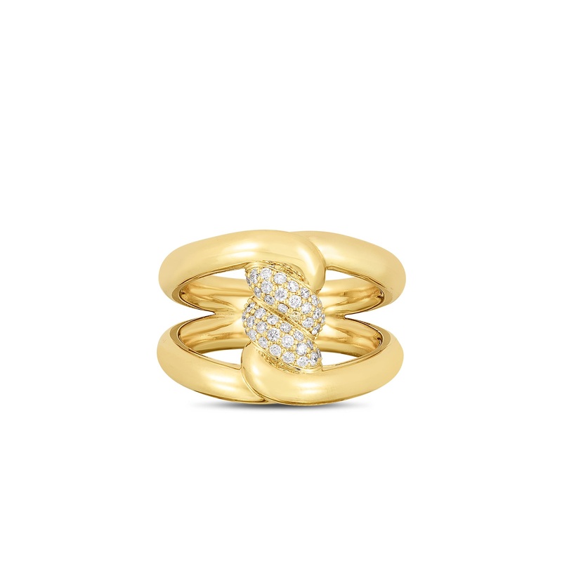 18K Yellow Gold Cialoma Diamond Single Knot Ring