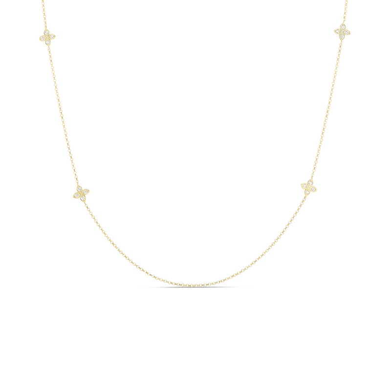 18K Yellow Gold Love By The Inch 10 Station Flower Long Necklace