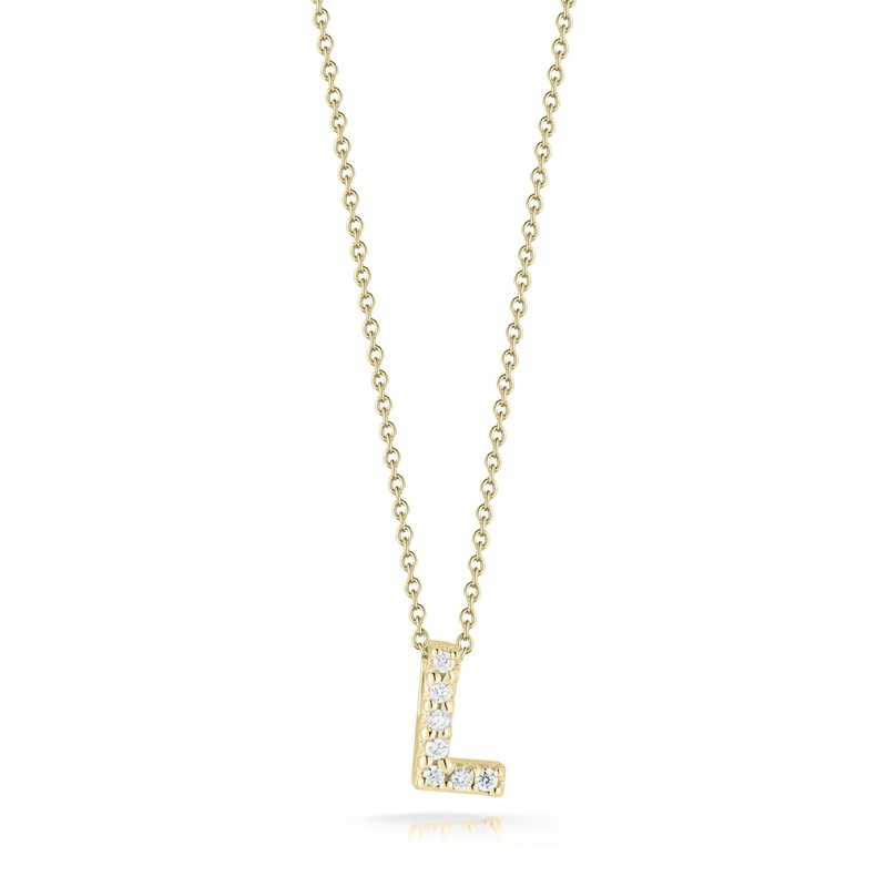 18K Yellow Gold Tiny Treasures Diamond Love Letter L Necklace
