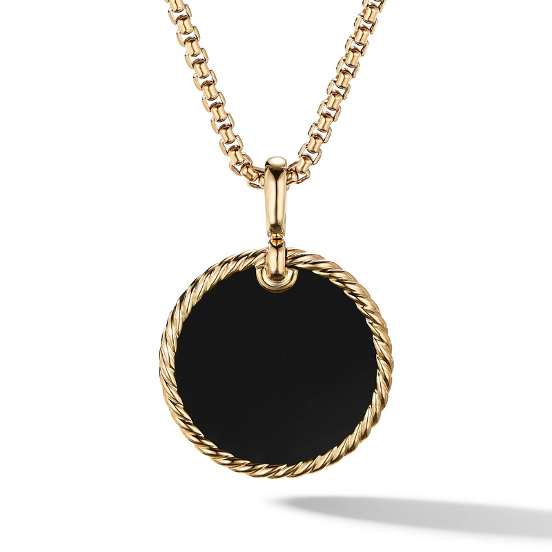 DY Elements Reversible Disc Pendant in 18K Yellow Gold with Black Onyx and Mother of Pearl