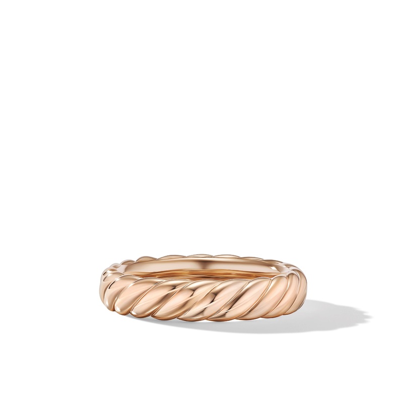 Sculpted Cable Band Ring in 18K Rose Gold