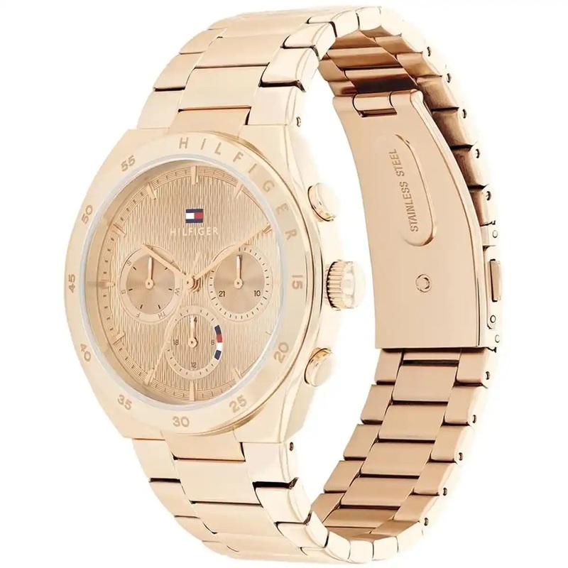 Tommy Hilfiger Women’s Sport Watch  Rose Gold Dial with Stainless Steel Bracelet (Model 1782577)