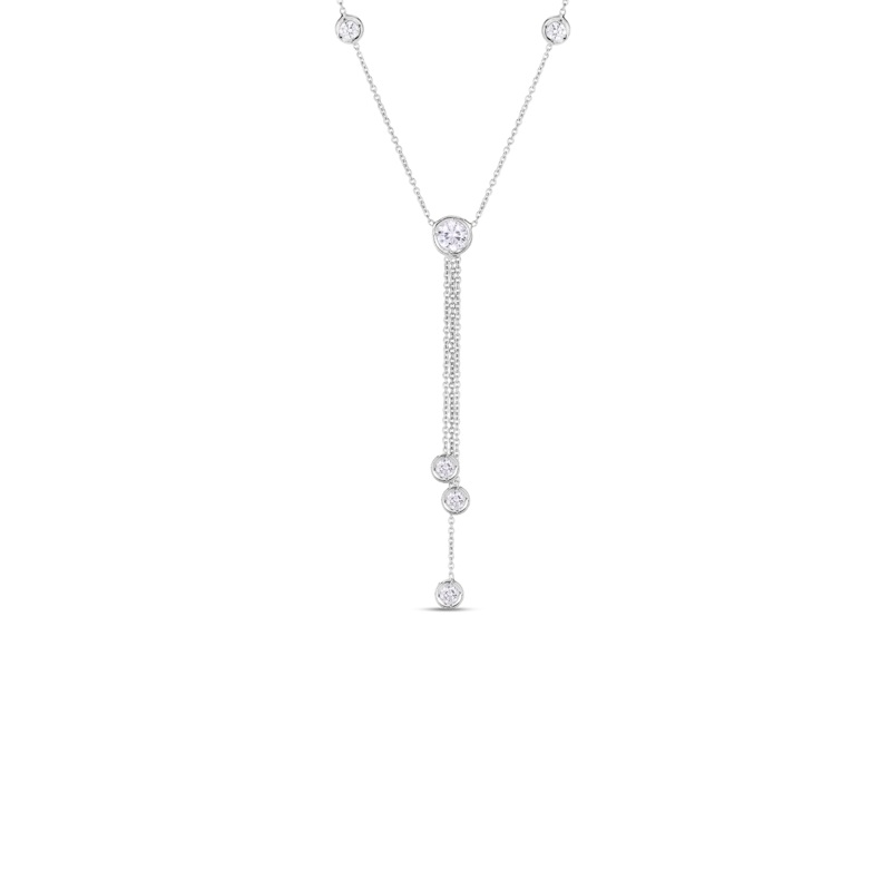 18K White Gold Diamonds By The Inch Triple Drop Necklace