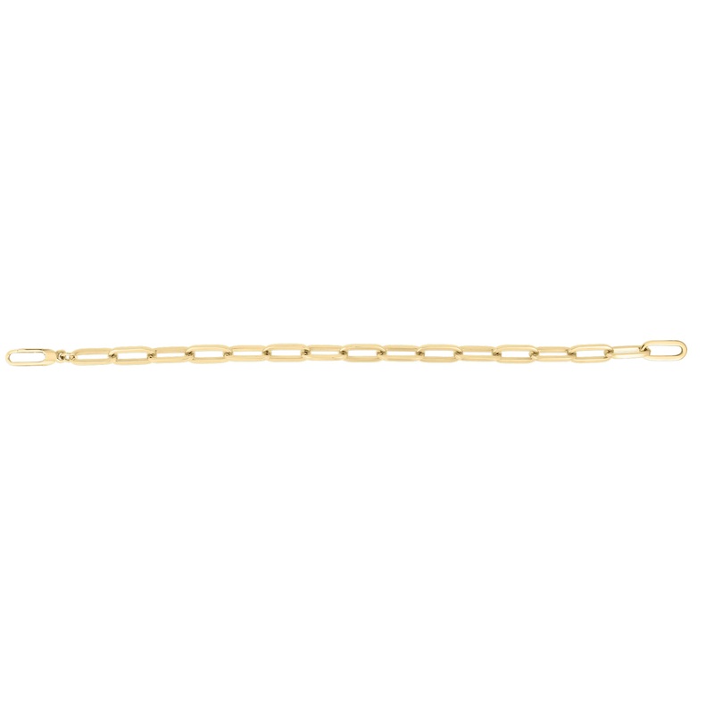 18K Yellow Designer Gold Medium Gauge Paperclip Bracelet 8″