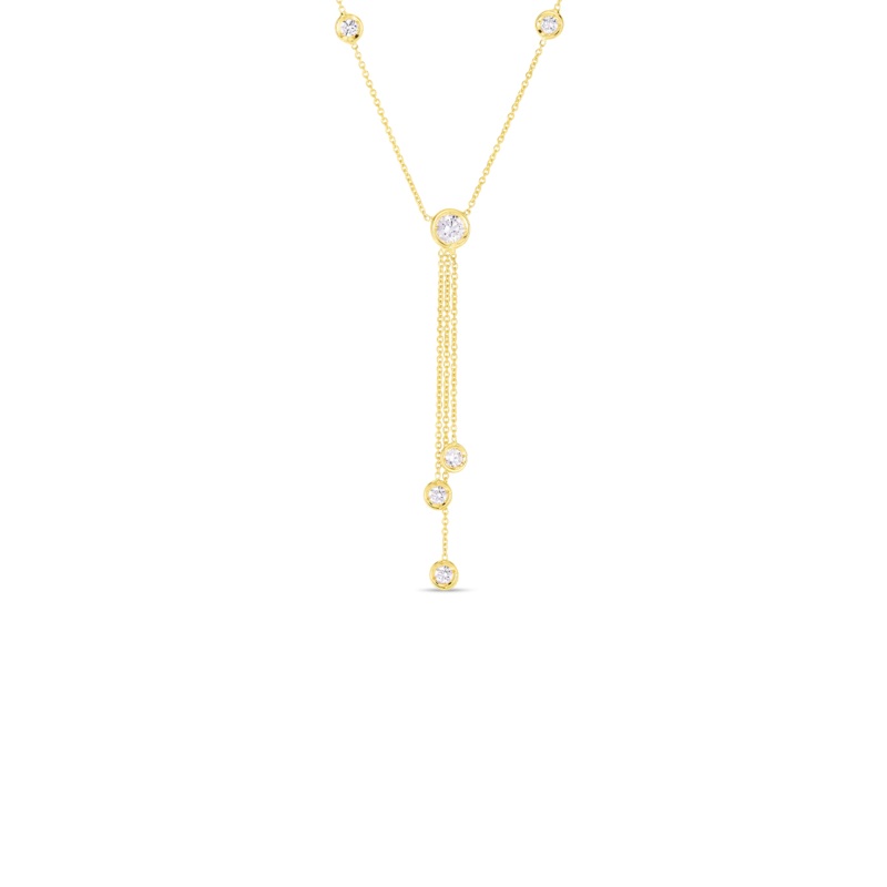 18K Yellow Gold Diamonds By The Inch Triple Drop Necklace