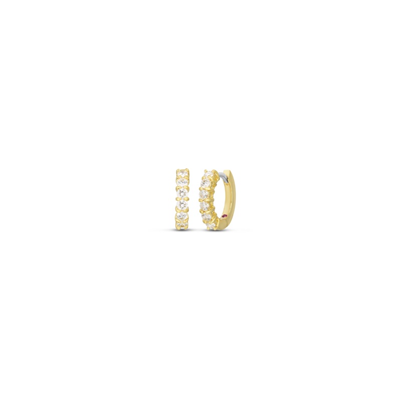 18K Yellow Gold Huggy Diamond Earrings