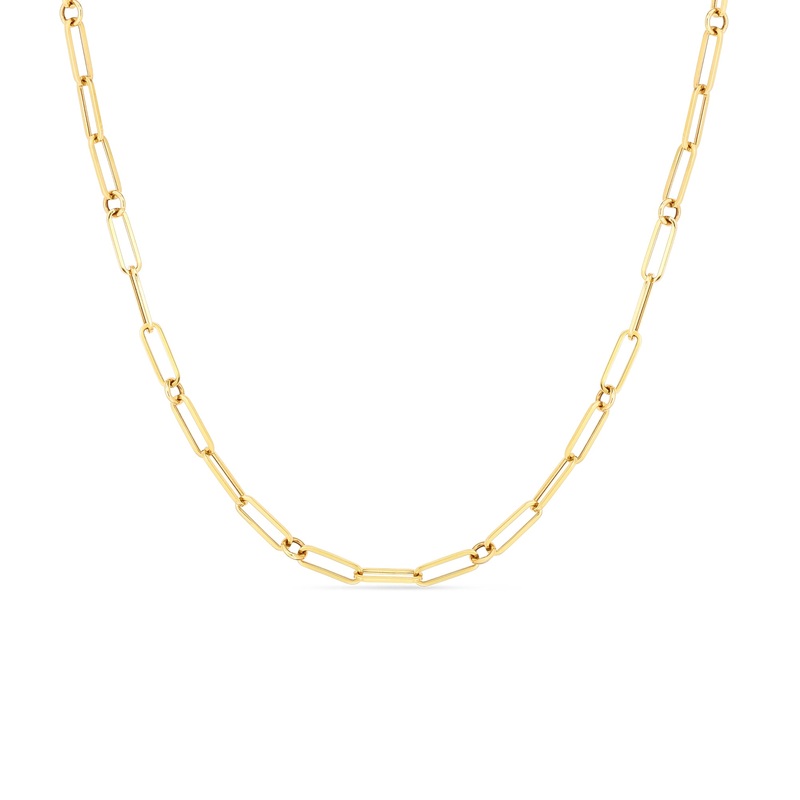18K Yellow Gold Paperclip & Round Chain 22″