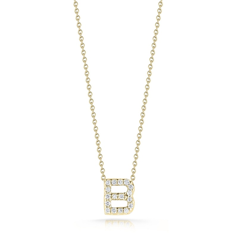 18K Yellow Gold Tiny Treasures Diamond Love Letter B Necklace