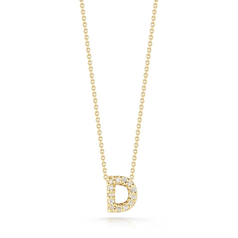 18K Yellow Gold Tiny Treasures Diamond Love Letter D Necklace