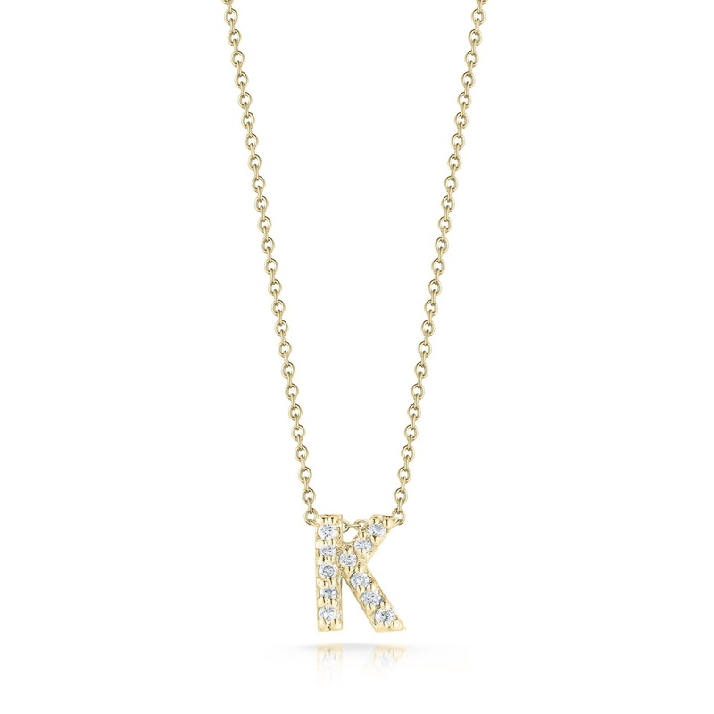 18K Yellow Gold Tiny Treasures Diamond Love Letter K Necklace
